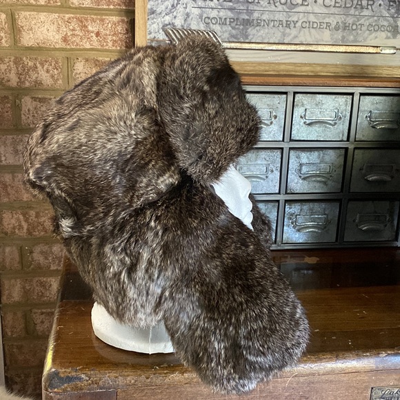 UNBRANDED HANDMADE VINTAGE RABBIT FUR TRAPPER HAT LARGE / XL EXCELLENT - Picture 1 of 9